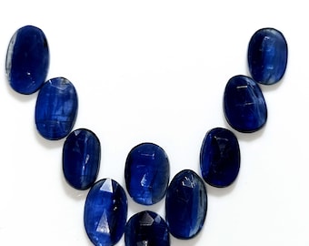Blue Kyanite Rose Cut Cabochons, Faceted Gemstone, Jewelry Making, 10 Piece