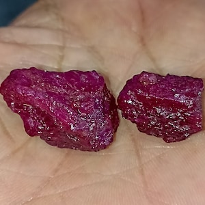 88 Carat Natural Ruby Rough Stones, Tanzania Origin, Unheated (2 Piece)