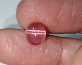 Pink Tourmaline Cats Eye Cabochon, Oval Gemstone (4 Carat)