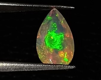 Multi Fire Opal Faceted Cut Stone. Natural Ethiopian Opal Cut Stone, Red and Green Multi Fire Opal Gemstone For Jewelry Making. Code no. 2