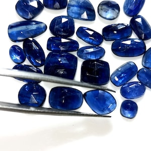 Natural Blue Kyanite Rose Cut Cabochon. Loose Blue Kyanite Flat Back Kyanite cabochon. Faceted Kyanite Gemstone For Jewelry Making. Code.18