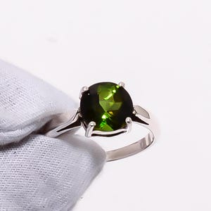 Natural Tourmaline Gemstone Ring, Handmade Silver Ring, 925 Sterling Silver Ring. Tourmaline Round Faceted Ring. Anniversary Ring Jewelry,