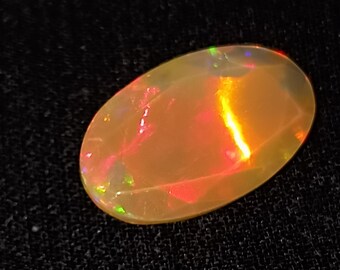 Brown Fire Opal Faceted Cut Stone. Natural Ethiopian Opal Cut Stone, Red and Brown Multi Fire Opal Gemstone For Jewelry Making. Code no.18