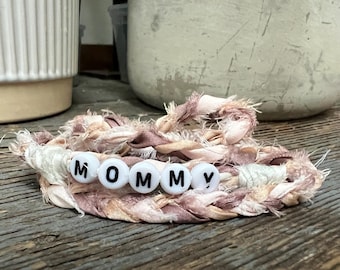 Custom Boho Fabric Wrap Bracelet: Personalized Name Jewelry