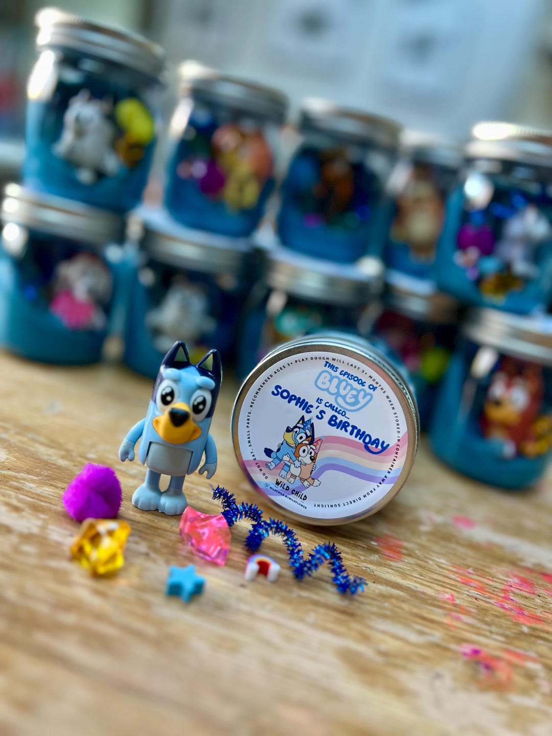 Bluey Birthday Party Favors | Custom Play Dough Jars With Charms - Etsy