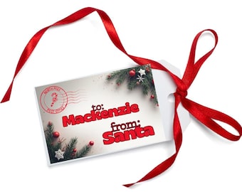 Printable Santa Gift Tag • Customizable Christmas Label • North Pole Sticker • Holiday Digital Download