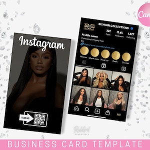 Cartão de visita do Instagram 2023, cartão de visita IG, cartão de visita Lash Tech, cartão de visita com código QR, modelo de cartão de visita do Instagram, Canva