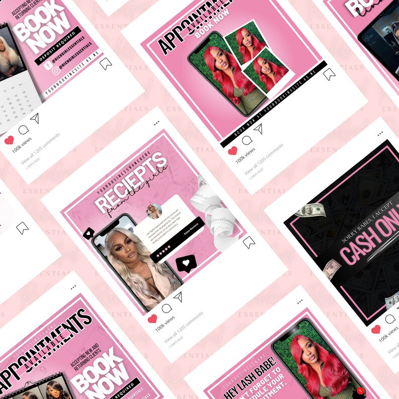 Social Media Flyer Bundle – Hair, Nails, Lashes (Canva Design) image 3