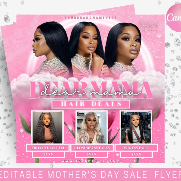 Mother's Day Sale Flyer - May Appointment Flyer, Beauty Flyer, Spring Hair Flyer, Wig Install Flyer, Hair Special Flyer