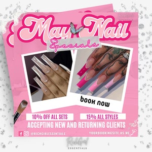 Flyer nagellak mei, Flyer mei Afspraken beschikbaar, Flyer nagel, Flyer nagelverkoop, Flyer speciale nagel, Flyer boeking mei