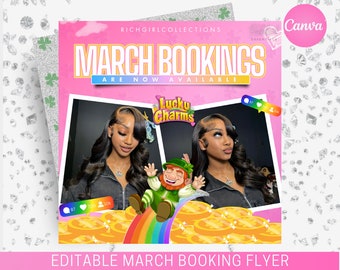Booking Flyer, Hair Flyer, Wig Flyer, Book Now Flyer, Books Open Flyer, Calendar Flyer, Trending Beauty Flyer