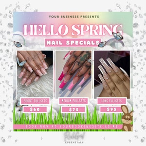 Spring Flyer, Spring Sale Flyer, Beauty Flyer, Spring Nail Flyer, Nail Flyer, Nail Sale Flyer, Nail Special Flyer, March/April Booking Flyer