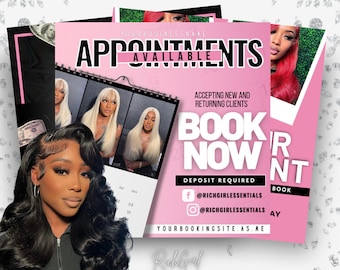 14 Social media flyer bundle - Monthly booking Flyers- Calendar Flyers- Appointments available- Book Now Flyer, Hair, Nails, Lashes, MUA
