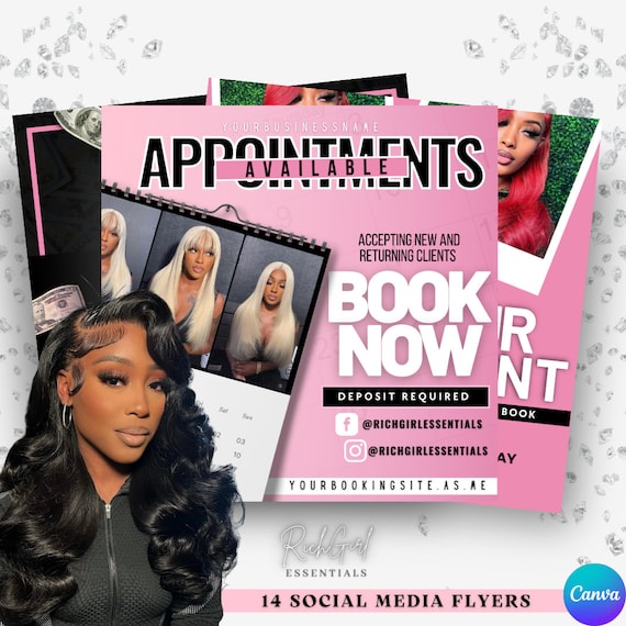 Social Media Flyer Bundle – Hair, Nails, Lashes (Canva Design)
