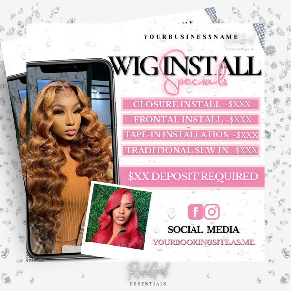 Wig Install Flyer, Hair Flyer, Appointment Flyer, Book Now Flyer, Wig Install Special Flyer, Hair Stylist Flyer, Wig Flyer