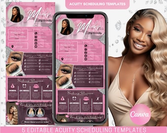 Lash Technician Acuity Website Template - Glam Canva Design (Digital Download)