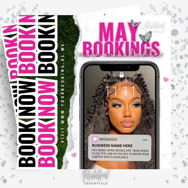 May Bookings Flyer, May Bookings Available, May Appointment Flyer, Spring Flyer, Hair, Nails, Makeup, Lashes