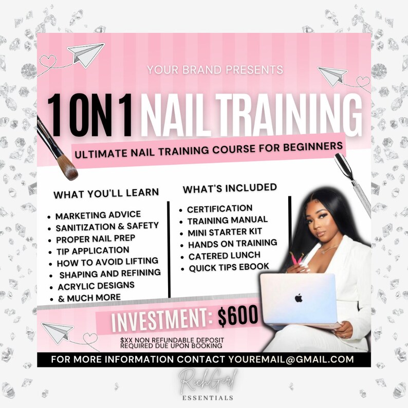Nail Tech Social Media Bundle Monthly Booking Flyers Nail Etsy