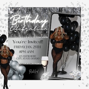 Birthday Celebration Flyer Template | DIY Bday Invitation RSVP Boutique Hair Lash Nails Social Media Instagram Editable Canva Flyer