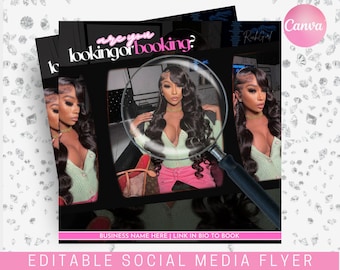 Editable Booking Flyer | Hair, Nails, Lashes, Makeup (Canva Template)