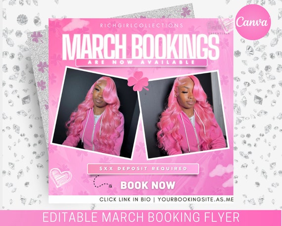 March Booking Flyer, March Flyer, St.Patricks Day Flyer, Book Now Flyer, March Madness Flyer, MUA, Lashes, Nails, Hair, Braid Specials