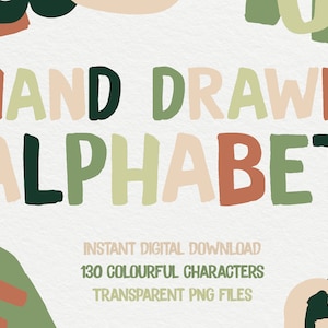 Imágenes prediseñadas de letras dibujadas a mano, fuente de alfabeto de pincel de pintura, letras decorativas en colores pastel, fuente de bricolaje colorida, imágenes prediseñadas de fuente, imágenes prediseñadas de letras