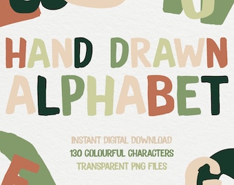 Hand drawn letters clipart, paint brush alphabet font, decorative pastel lettering, colourful DIY font, font clipart, letters clipart