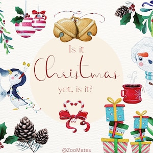 Christmas Watercolor Winter Holiday Clipart PNG Bundle, Snowman PNG Clipart Christmas Decorations