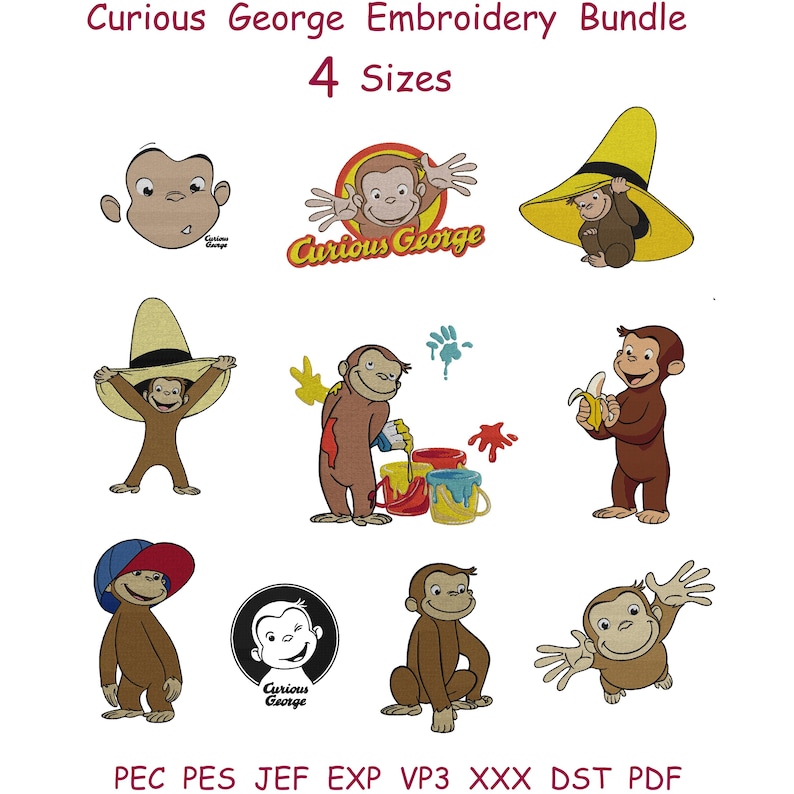 Curious George Embroidery Design: Yellow Hat (digital File) - Etsy