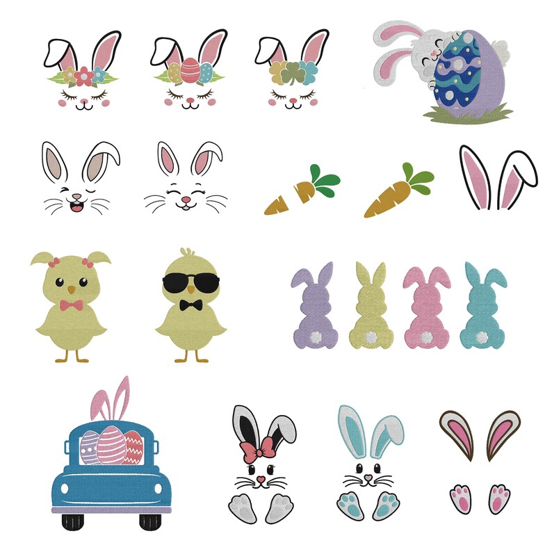 Egghead Designs 30+ Easter Embroidery Design Bundle | Bunny & Egg Machine Embroidery ...