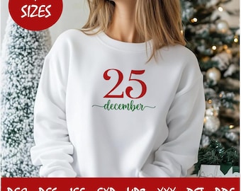 Merry Christmas Curl Machine Embroidery Design, Nine Sizes Included,Instant Download,25 december, 4 sizes