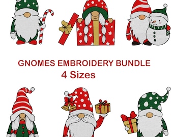 Christmas Gnome Machine Embroidery Design | Holiday Xmas Pattern 4 sizes (Instant Download)