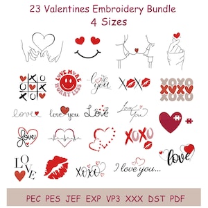 Motifs de broderie coeur Saint-Valentin, motifs amour tendance (PES, DST)
