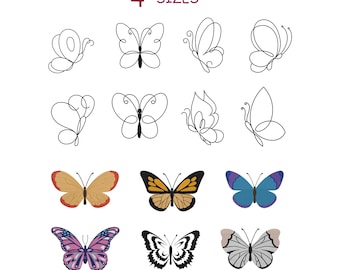 Butterfly Embroidery Design: Machine Embroidery Pattern (Instant Download, 4 Sizes)