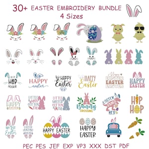 30+ Easter Embroidery Design Bundle | Bunny & Egg Machine Embroidery Files | 4 Sizes | Instant Download