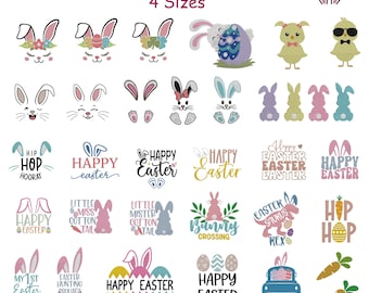 30+ Easter Embroidery Design Bundle | Bunny & Egg Machine Embroidery Files | 4 Sizes | Instant Download