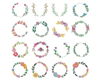 Monogram Embroidery Designs bundle Bundle Baby Banner, Wedding Frame, Floral Leaf Bow Frame File Wreath Crest Frame Machine Embroidery File