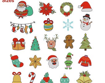 Mini Christmas Embroidery Mistletoe Embroidery Stitch , Set Christmas Embroidery Design, Santa Hat Satin Stitch Floral Designs