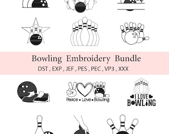 Split Name Bowling Embroidery Design: Sport Design, 4 Sizes