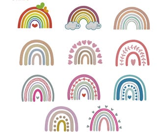 Boho Rainbow Embroidery Design, Simple Rainbow Embroidery Bundle, Baby Girl Boy Embroidery, 4 Sizes, PES DST JEF VP3, Mini Rainbow Design