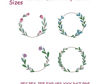 Floral Frame Embroidery Design: Rose Wreath (Digital Download)