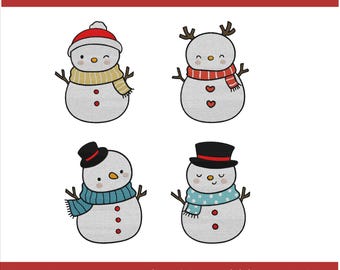 Snowman Embroidery Design Bundle, Folk Art Christmas (PDF)