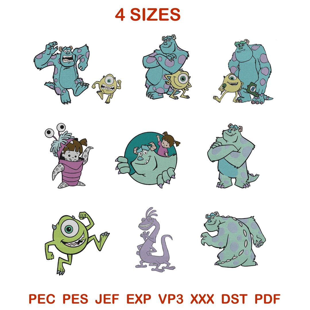 Monster Embroidery Pattern Funny Monster Embroidery Design, Halloween Set (4 Sizes) (PDF Pattern ...