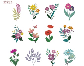 Mini Flower Machine Embroidery Designs: Botanical Floral (Instant Download)