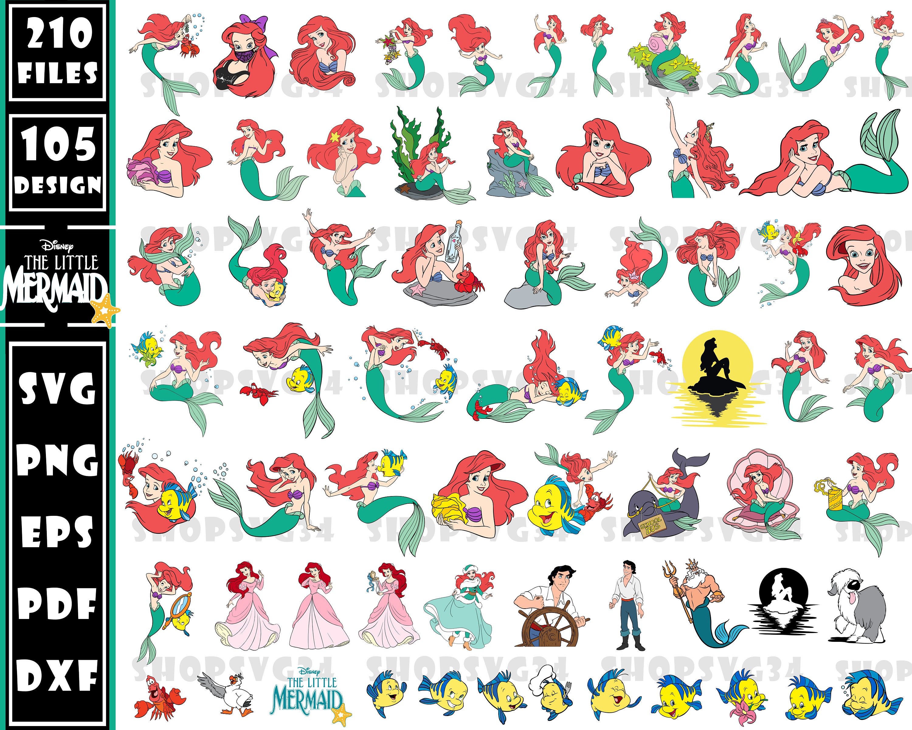 Little Mermaid Svg Bundle, Ariel Silhouette Svg, Vinyl Cut File