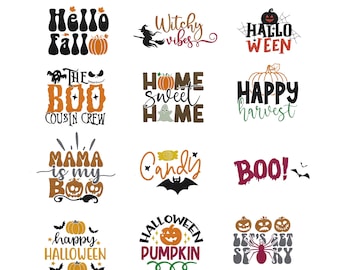Mini Halloween Embroidery Designs, Halloween Set Embroidery, Cute mini ghost, Pumpkin, Bat, Witch, Candy Embroidery Design, Halloween Bundle