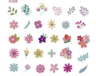 Mini Floral Machine Embroidery Design Bundle, Satin Stitch (Instant Download)