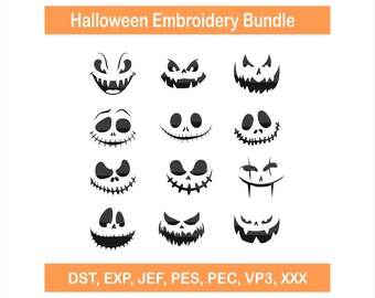 Halloween Embroidery Designs, Spooky Season Embroidery,Pumpkin Face Embroidery Design,BOO Embroidery Files, Gifts for Halloween, 4 sizes