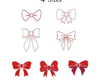 Mini Bow Machine Embroidery Design, Ribbon Bow Tie Embroidery, Side Bow Applique, Satin Stitch, Straight Tailed, 4 Sizes, Instant Download