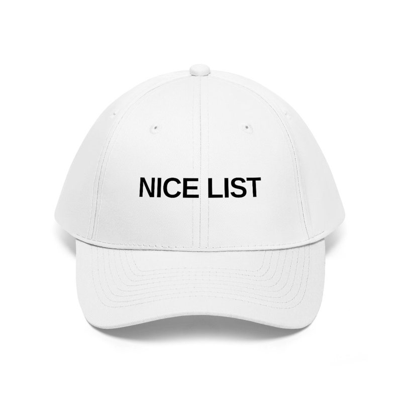Nice List Embroidered Hat, Naughty or Nice, Santa's List, Christmas Hat, Black and White, Simple Font, Christmas Gift, Embroidered Gift image 1